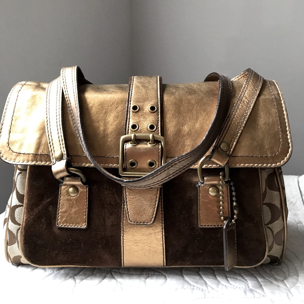 Authentic Limited Edition Coach Canvas & Suede Bag